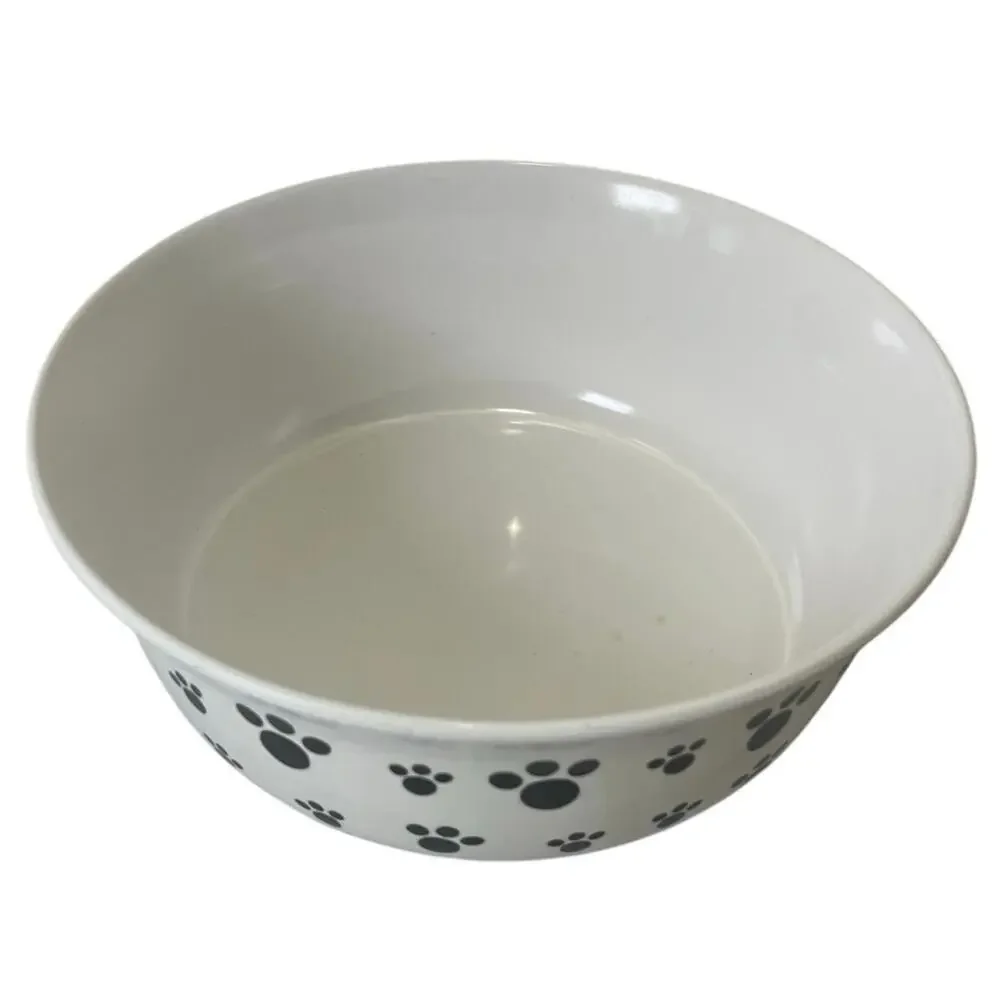 DOG DINNER BOWL LARGE SZ FIDO’S DINNER PLATE PAWS PRINT‎ PETS ARE BEST FRIEND